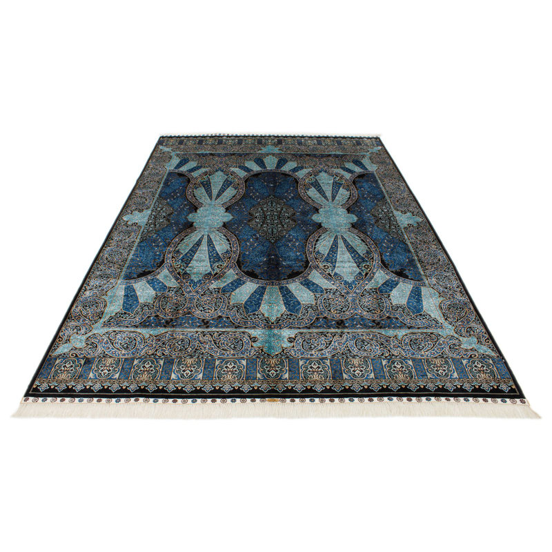 Tapis turc bleu et bleu marine 6x9