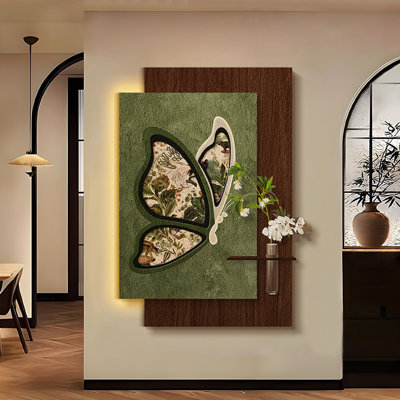 Art mural vert et grès brun