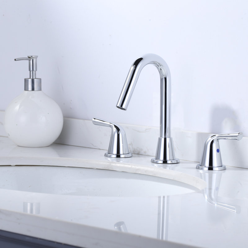 Widespread 2-handle Bathroom Faucet with Drain Assembly, Polished Chrome