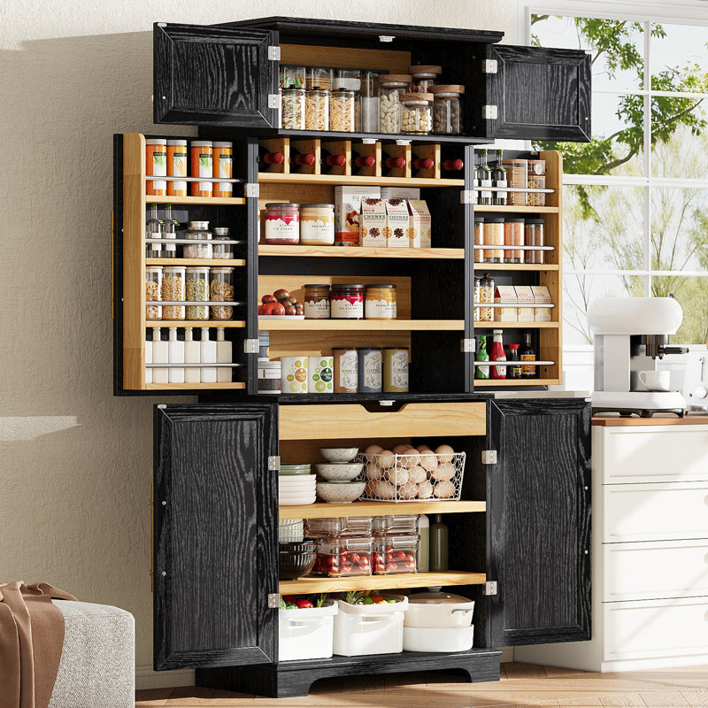 Garde-manger 78 po avec tablettes, Noir