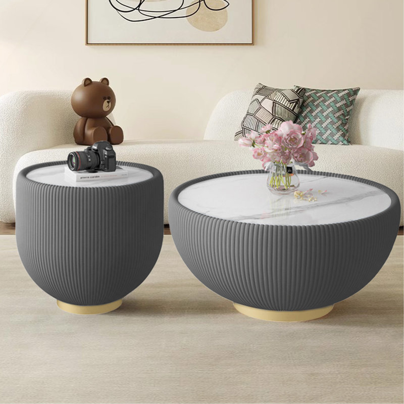 Table de bout moderne en marbre avec plateau en cuir et base en métal, table d'appoint luxueuse pour le salon Home Decor