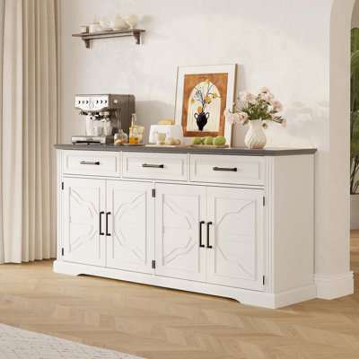 66" Wide  Farmhouse Sideboard Buffet with Storage Drawers & Doors, Coffee Bar Station for Dining Room Kitchen