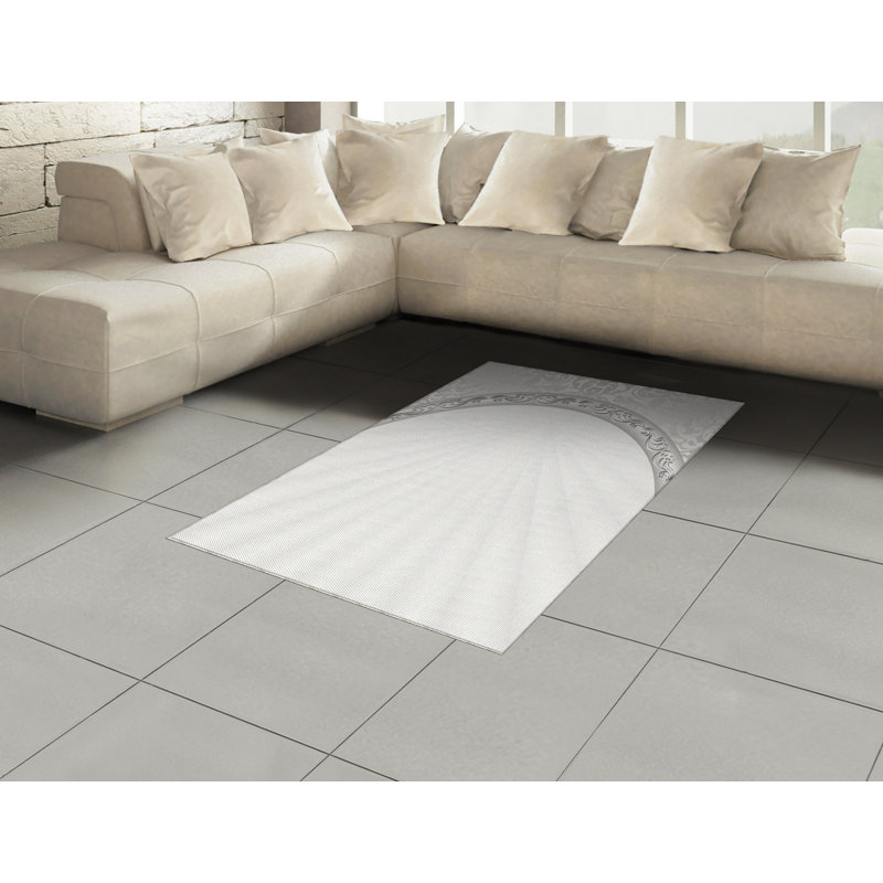 Tapis décoratif en fibres de polyester à haute densité Damask, Rectangle 2 pi 7 po x 5 pi