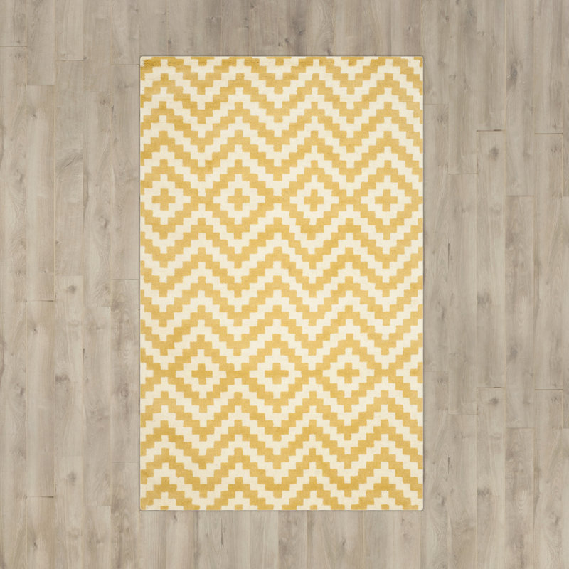 Sanyla Hand Tufted Wool Chevron Rug, Rectangle 4' x 6'