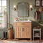 Meuble-lavabo autoportant de 30 po avec lavabo en résine, armoire en bois massif avec organisateurs à deux portes et tablette réglable, bois naturel