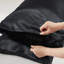Drap simple de luxe 100% satin noir 4 pièces - froissé, doux et lisse, doux pour la peau, frisottis apprivoisé, 1 plat, drap-housse, taies d'oreiller, plat soyeux
