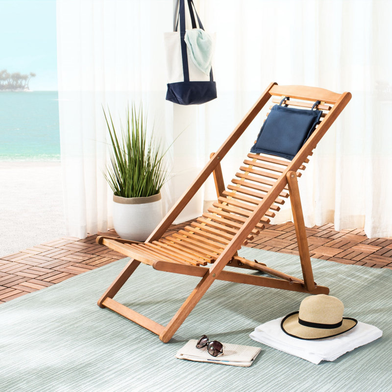 Imani Eucalyptus Outdoor Armless Lounge Chair, Natural/Beige