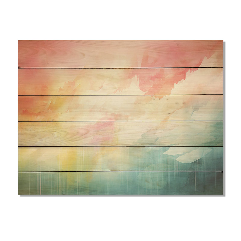 Aquarelle aurores boréales I - aurores boréales, art sur bois de pin naturel, H 30 po x l 40 po