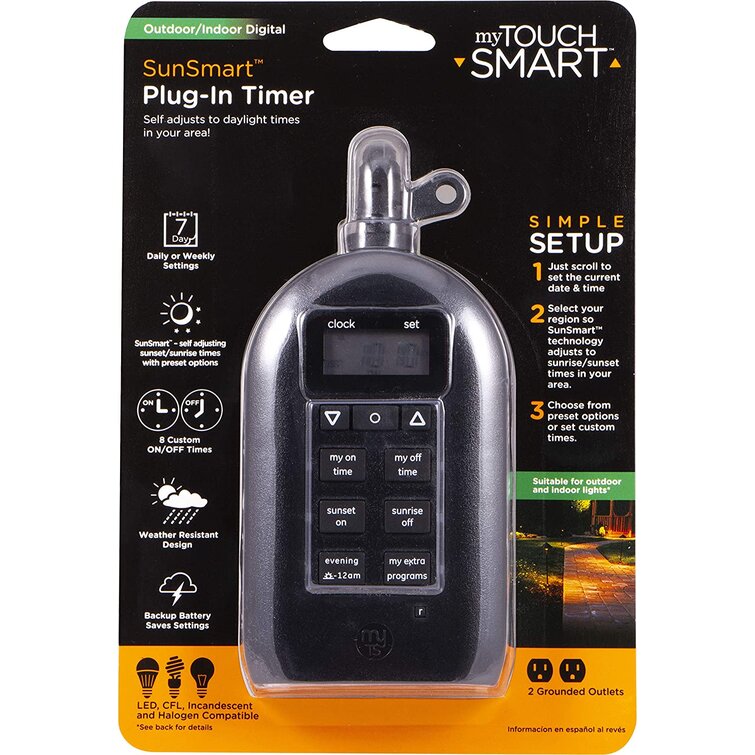 myTouchSmart Simple Set Plug-In Dual Digital Indoor,Outdoor Timer