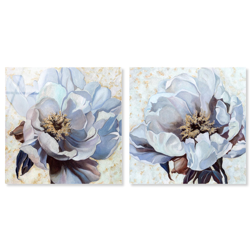 "Peony Dream", ensemble de 2 panneaux d'art floral , H 12 po x l 24 po