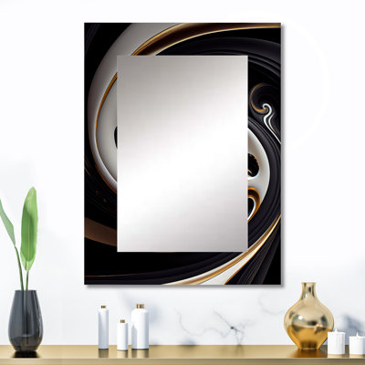 Gold And Black Stained Glass Spiral VI - Abstract Decorative Mirror On Metal