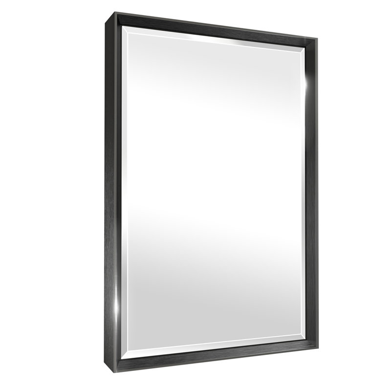 Lohoski Decorative Bathroom Vanity Mirror for Wall - Beveled Design, Black, 24" x 16"