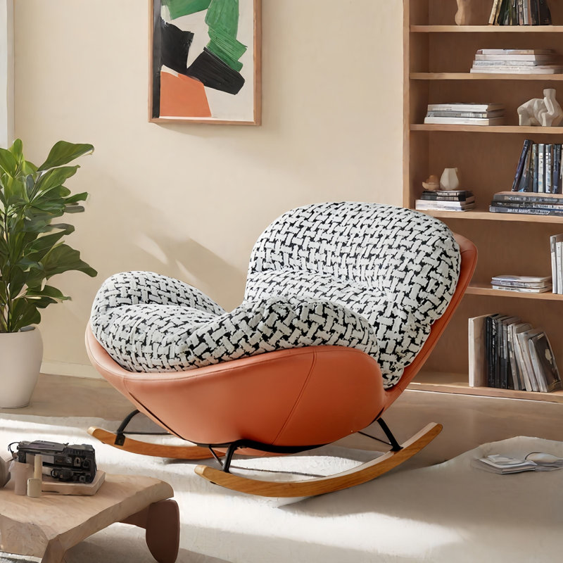 Chaise berçante moderne rembourrée, Orange