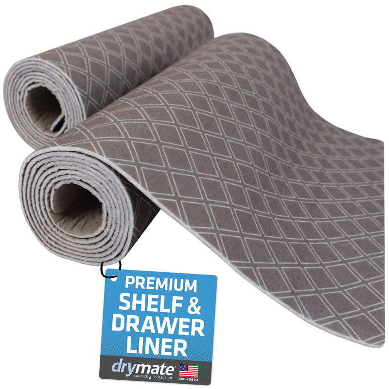 Premium Luxury Shelf & Drawer Liner, Thick Cushioned Fabric, Absorbent, Waterproof, Slip-Resistant, Non-Adhesive, Liners for Kitchen Cabinets, Cupboards (Taupe) (12”x59”) (USA Made)