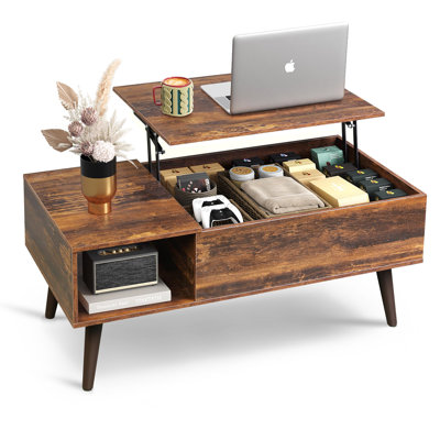 Coffee Table, 39"" Lift Top Coffee Table With Hidden Compartment, Small Rising Wooden Dining Center Table For Home Living Room, Office -  George Oliver, DB1D1BF8B5504C598C7EF3A1A693B577