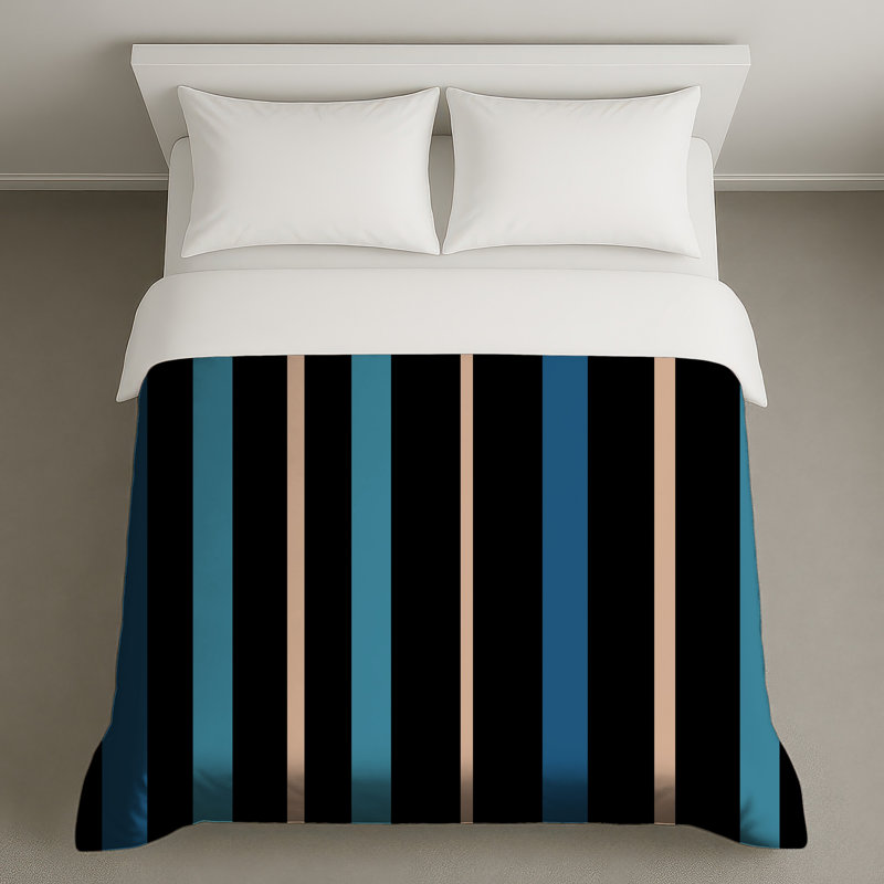 Black Blue Striped Duvet Covers, Twin