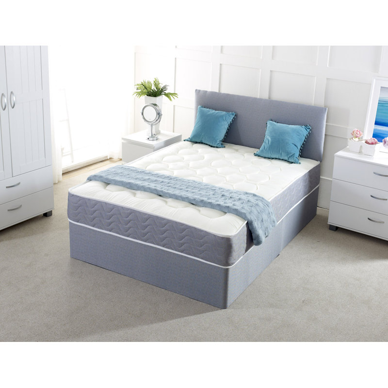 Barris Pocketsprung Divan Bed Set, Small Single (2'6), Grey, 2 Drawers