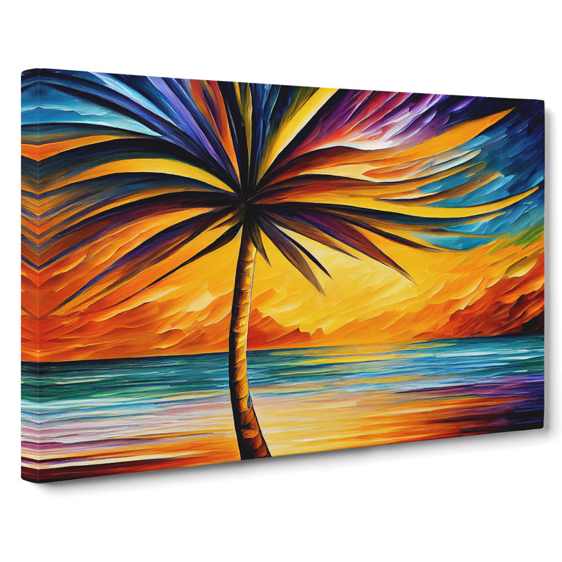 Palm Tree Painting Vol.8 Abstract - Wrapped Canvas Print, 35cm H x 50cm W x 3cm D