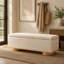 Banc de rangement moderne de 127 cm (50 po) en tissu d'avoine, pouf de bout de lit pour entrée ou chambre à coucher/salon