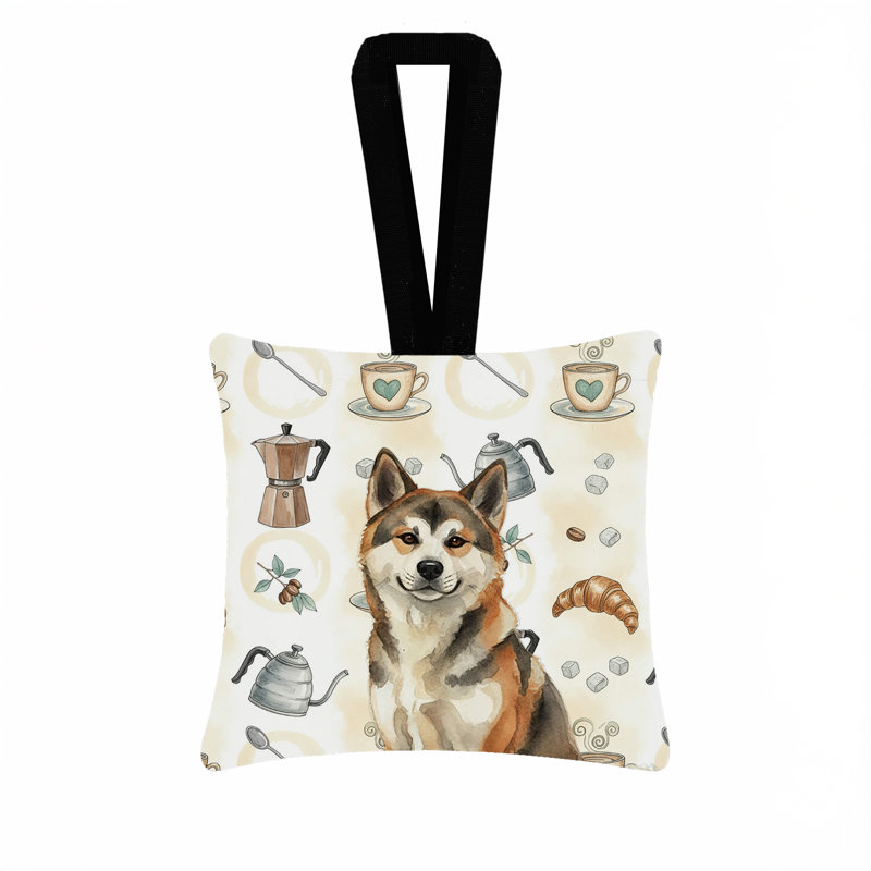 Ornement carré en tissu Sesame Akita, Akita Sesame