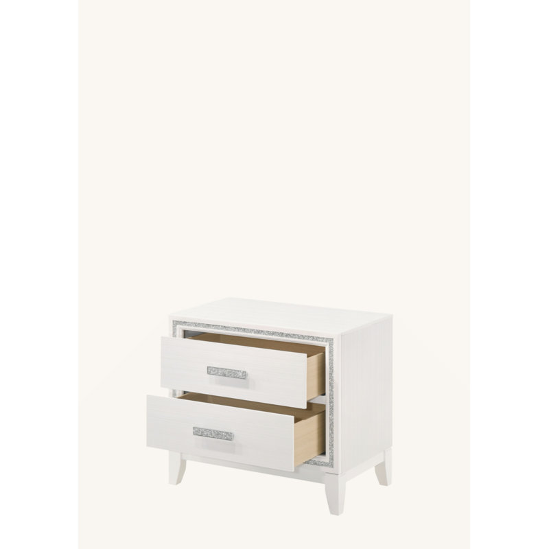 Table de chevet 2 tiroirs Jodye, Blanc