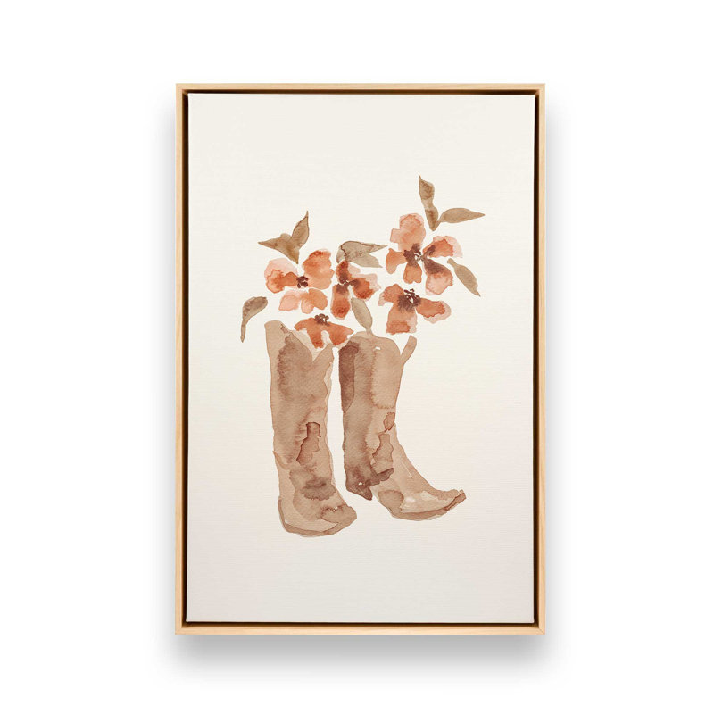 «Cowboy bottes in Bloom», reproduction sur toile, H 18,75 po x l 12,75 po, Érable américain