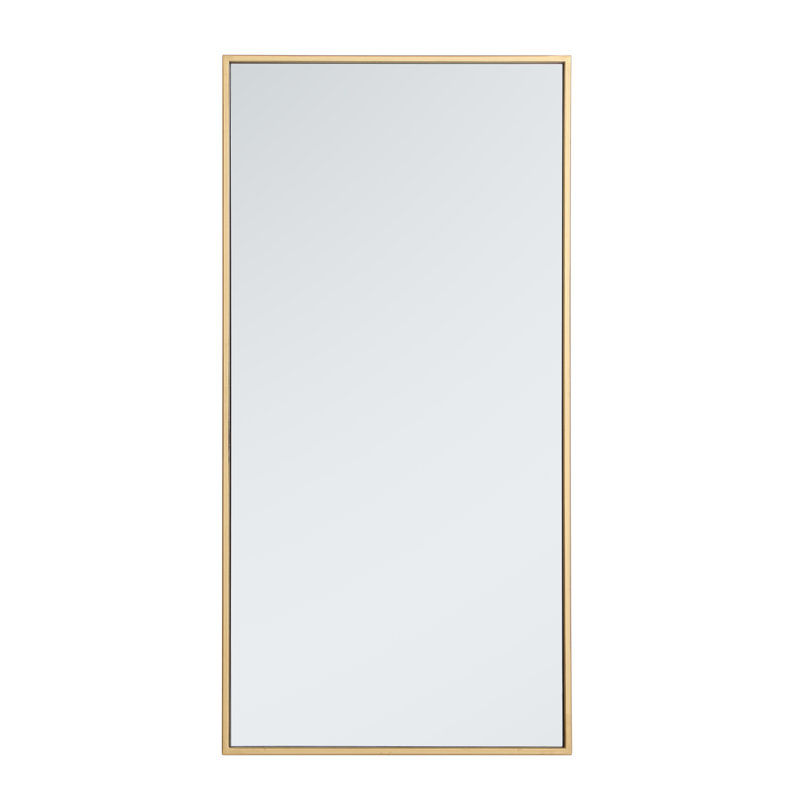 Sabine Metal Rectangle Wall Mirror, 36" x 18", Brass
