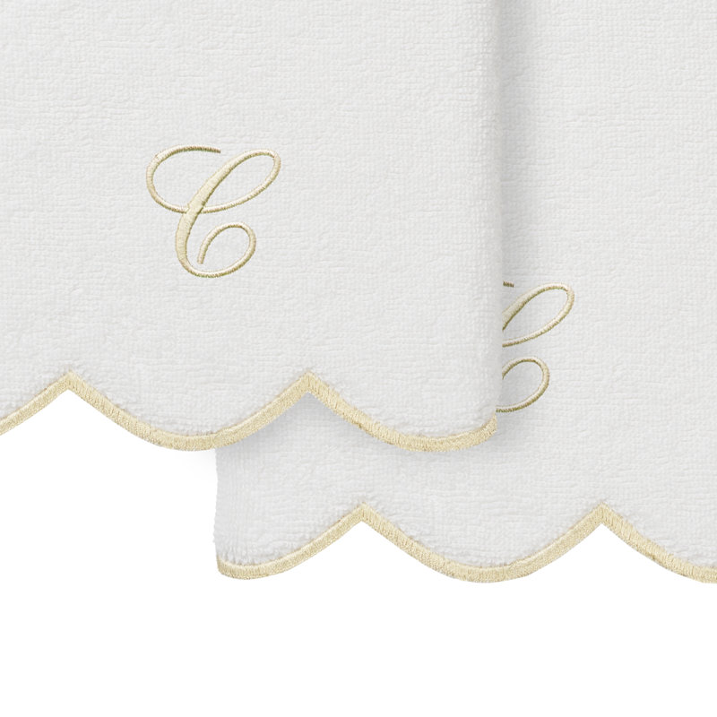 Ensemble de serviettes à main personnalisables 2 pièces Linorn Home Textiles 100% coton turc ADORNIA, C, Blanc / beige