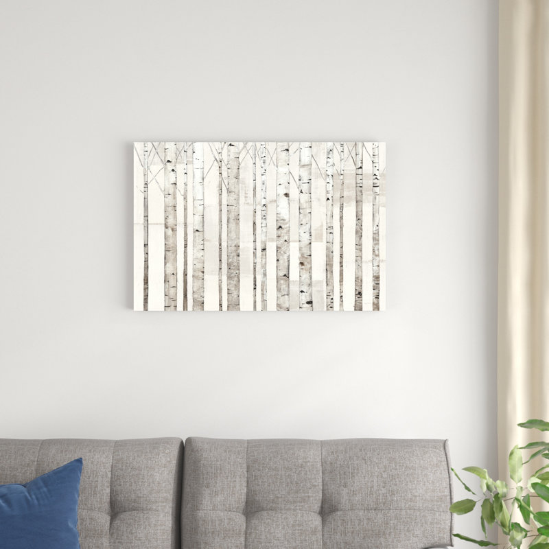 Bouleaux sur fond blanc, H 20 po x l 30 po x P 1,25 po