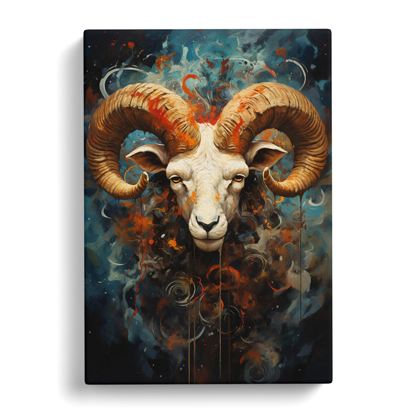 Aries Zodiac Expressionism - Wrapped Canvas, 60cm H x 40cm W x 3cm D