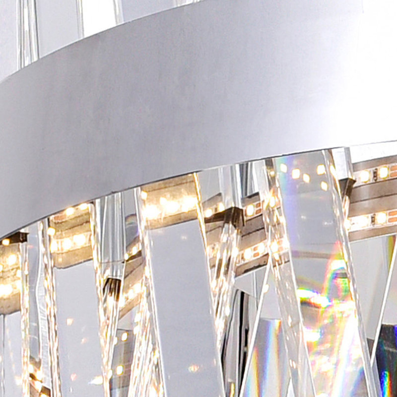 40" Chrome Chandelier for Dining Room, Kitchen, or Living Room – Integrated LED Fixture with Adjustable Chain