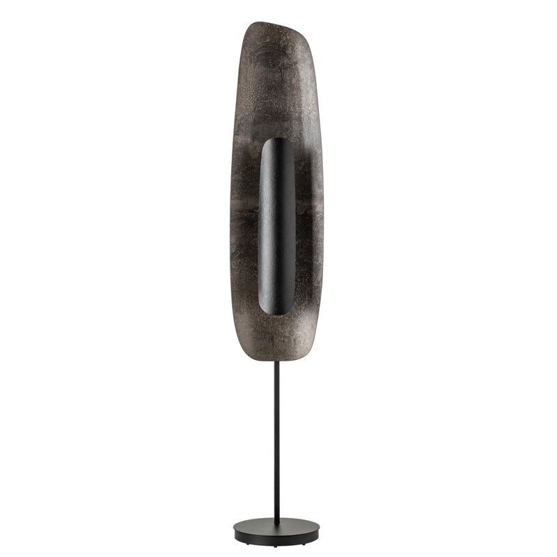 Lampe sur pied Shield - H 69,6 po - Finition noire - Accent en acier transparent, Acier transparent, 69.6", Black