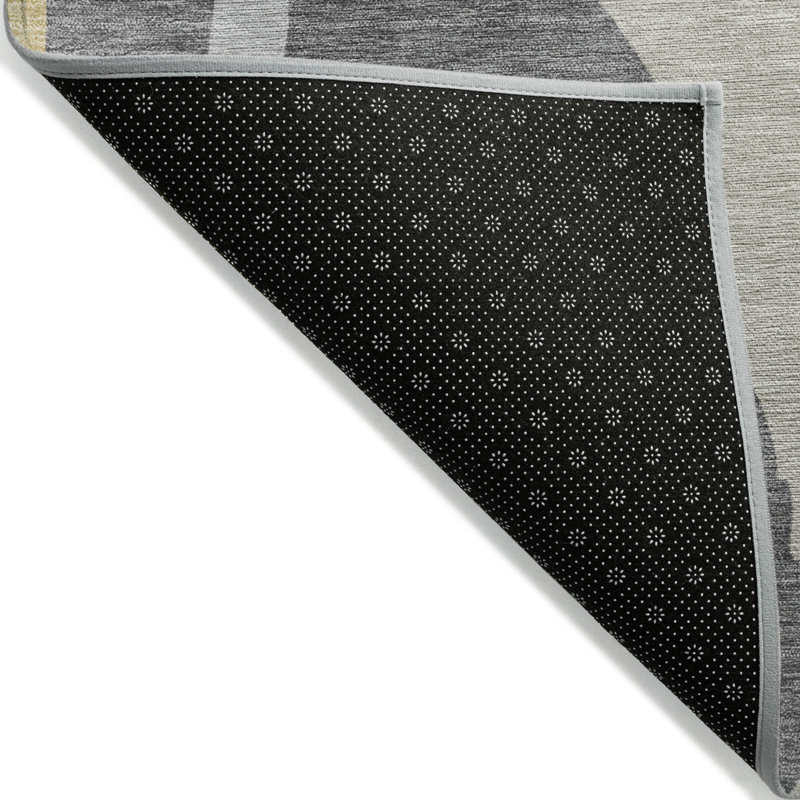 3' X 5' Black Abstract Washable Indoor Outdoor Area Rug