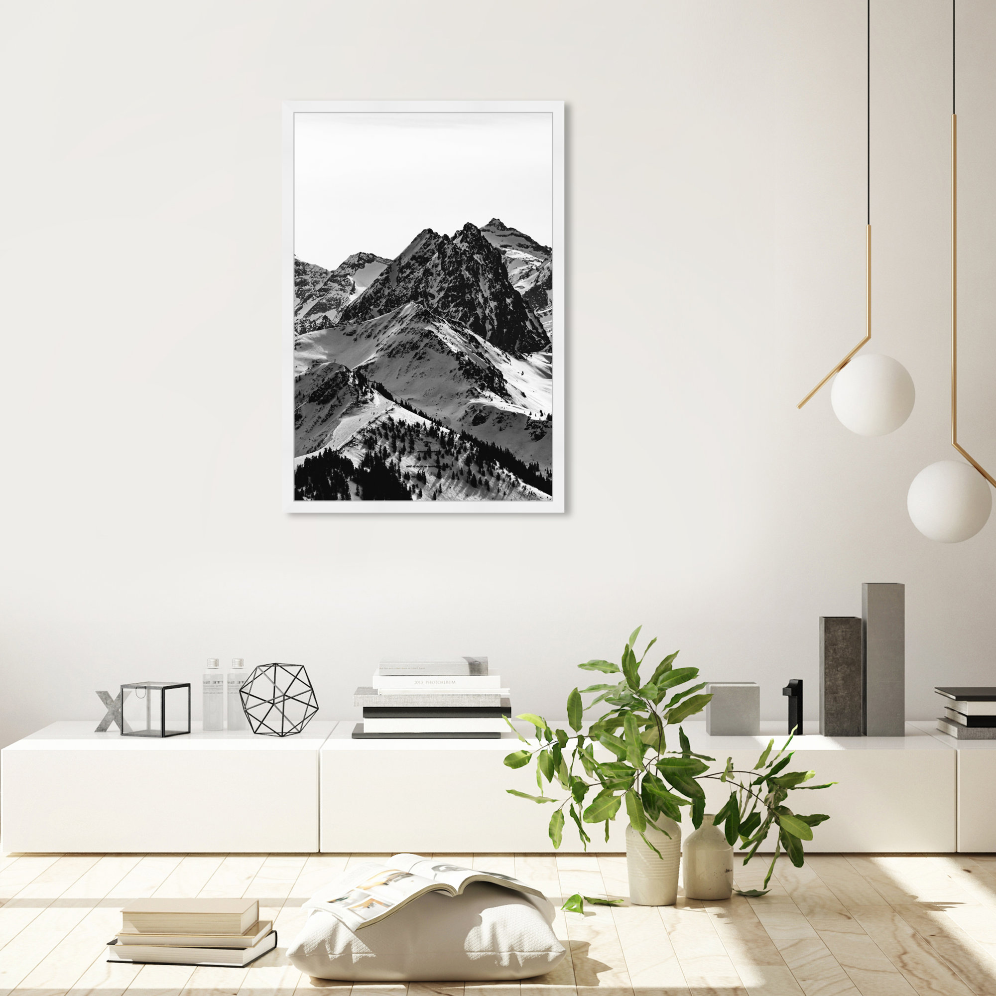 Up The Mountain by Oliver Gal, 38" H x 26" W x 0.5" D, White