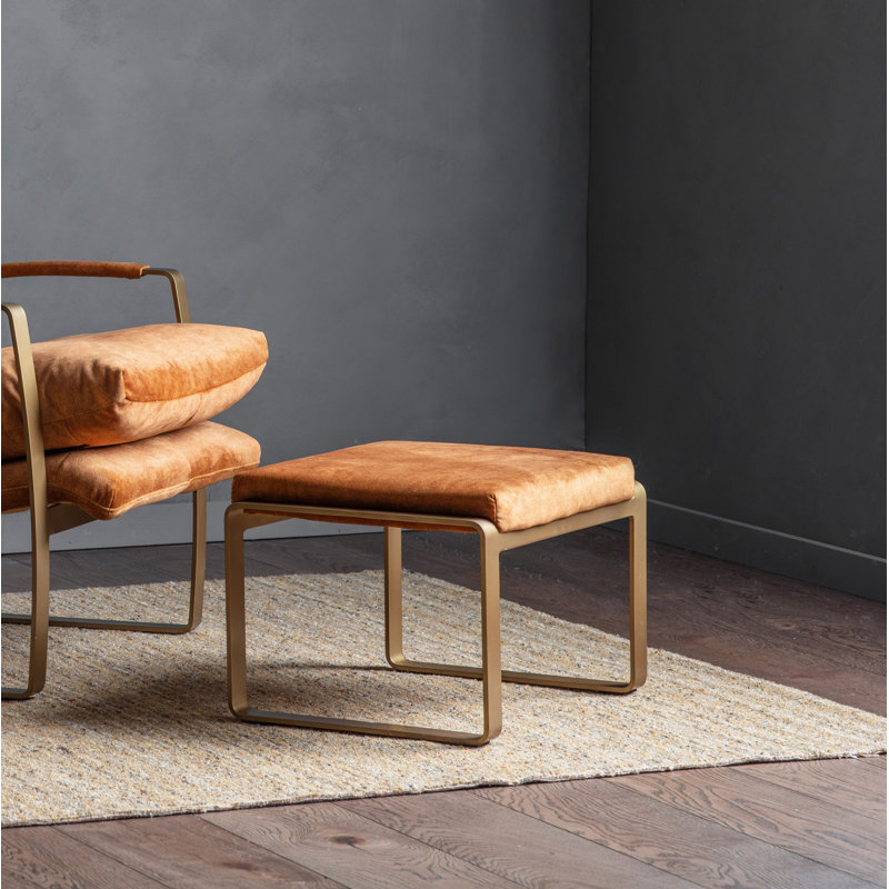 Carnbrock 50cm Wide Rectangle Solid Colour Standard Ottoman, Ochre