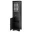 Freestanding Black Bathroom Chest - , And Stylish Tall Storage Cabinet Black, With Adjustable Shelves