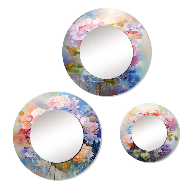 Miroir mural délicat en aluminium hydrangea