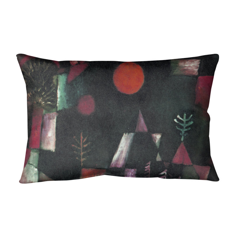 Coussin lombaire full moon, Rouge, Faux lin