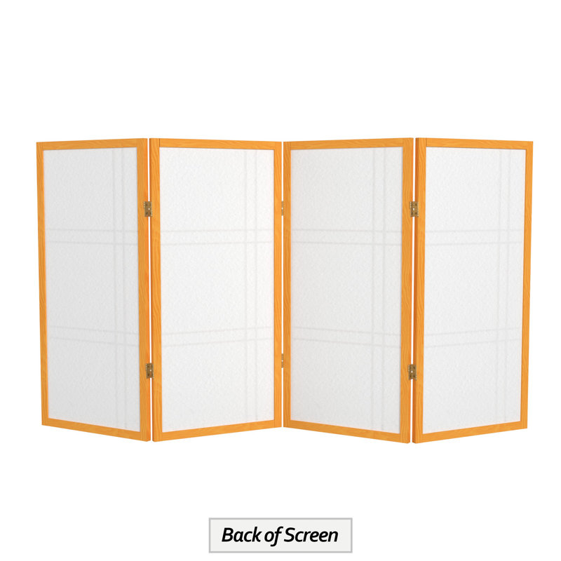 Keitez 3 ft. H Short Folding Shoji Screen, Honey, 4