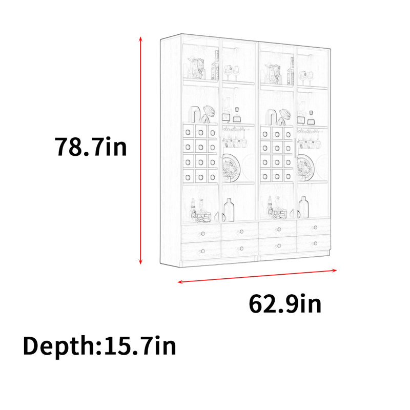 Heitman, (3 tablettes) H 78,7 po x l 62,9 po x P 15,7 po, Brun noyer