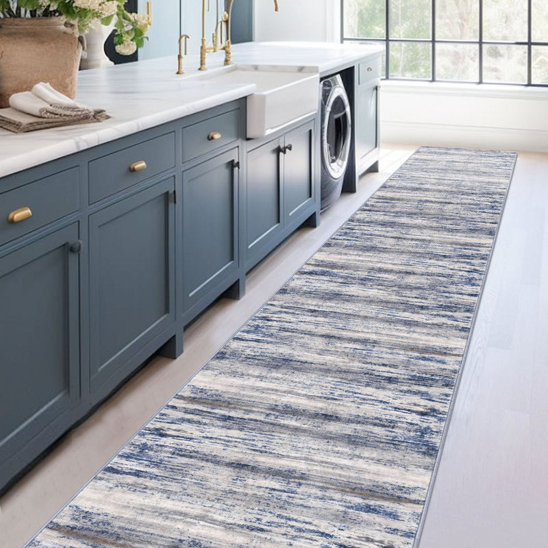 Modern Washable Rug Runner 2.6x18 Abstract Hallway Runner Rug Non-Slip Soft Indoor Extra Long Rugs for Entryway Kitchen