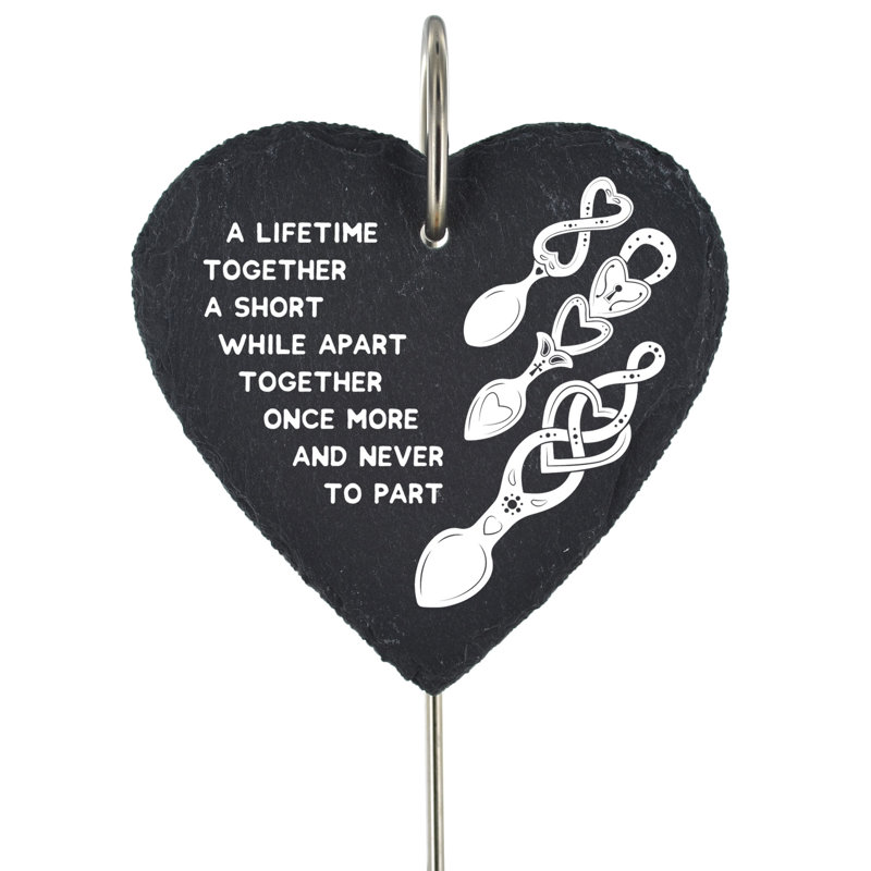 Blaike Slate Heart Grave Marker Love Spoons Memorial Plaque
