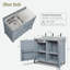 Îlot de cuisine extérieur avec évier en acier inoxydable, supports de rangement internes, tablettes et roues réglables-125314059