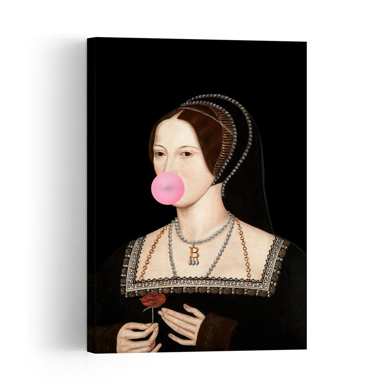 Affiche murale Bubblegum Bitcoin Queen, portrait classique et élégant de rose moderne en format paysage, H 60 po x l 40 po