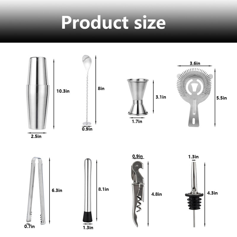 Ensemble d'outils de bar en acier inoxydable Deryk