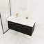 48 Inch Bathroom Vanity With Sink, Modern Thick Edged Resin Basin, Soft Closing Hinges, Black Chestnut Color Sink Vanity, Main Cabinet, Doors
