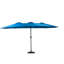 Parasol d'extérieur 14,8 pi rectangulaire double face - bleu foncé avec manivelle pour les fêtes dans la piscine