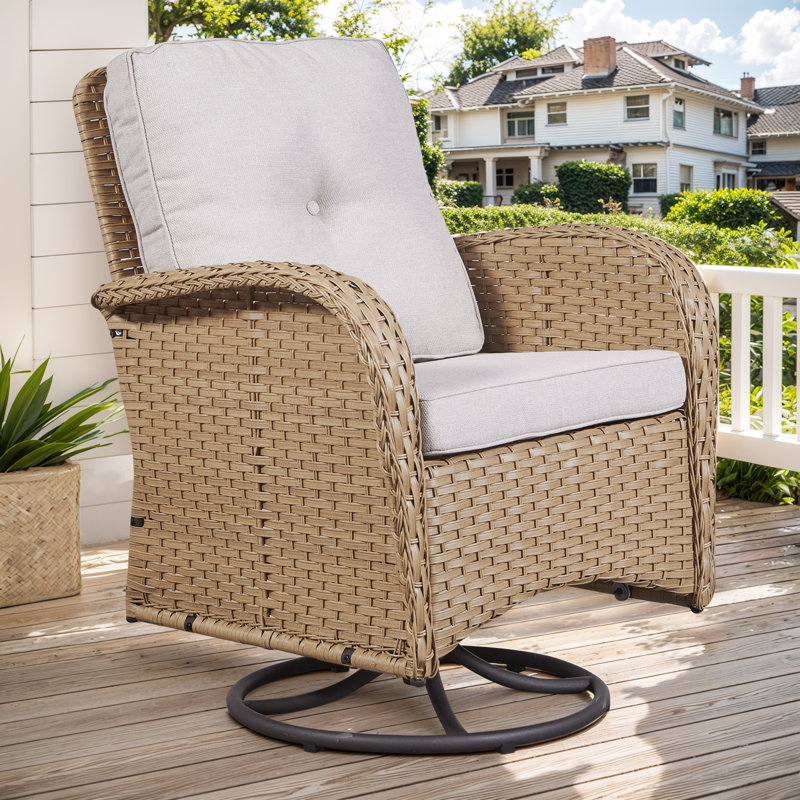 Fauteuil oscillant d'extérieur Gaetanino, Beige, Jaune