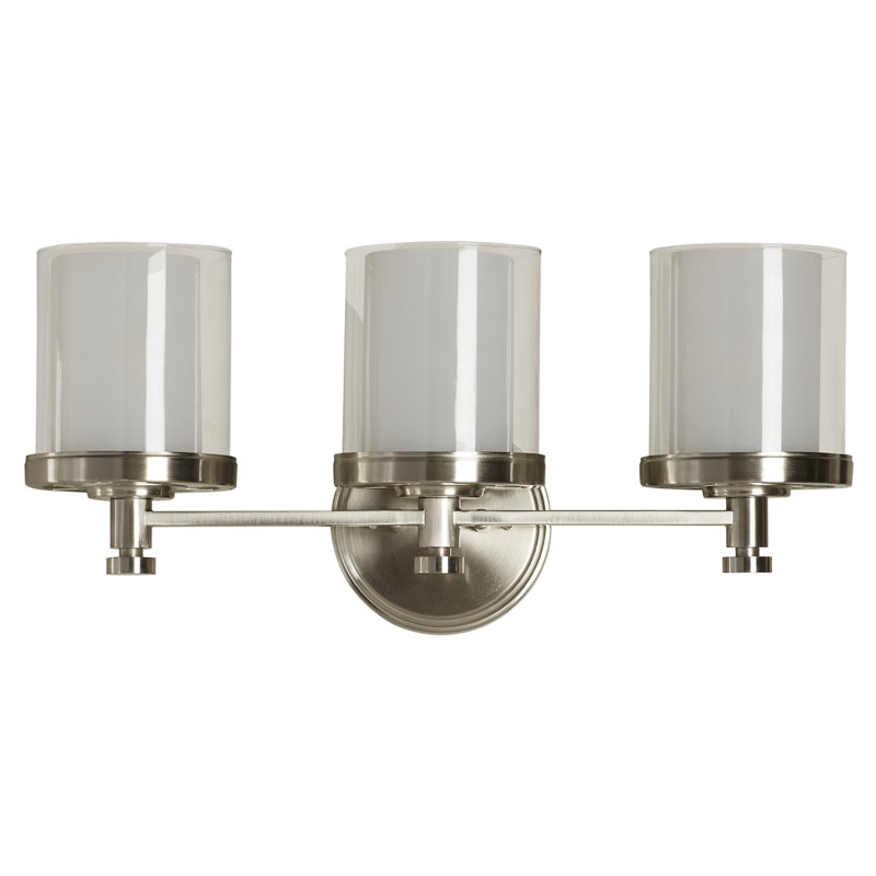 Tussey 3 - Light Dimmable Vanity Light, Brushed Nickel/Clear Outer with Frosted Inner