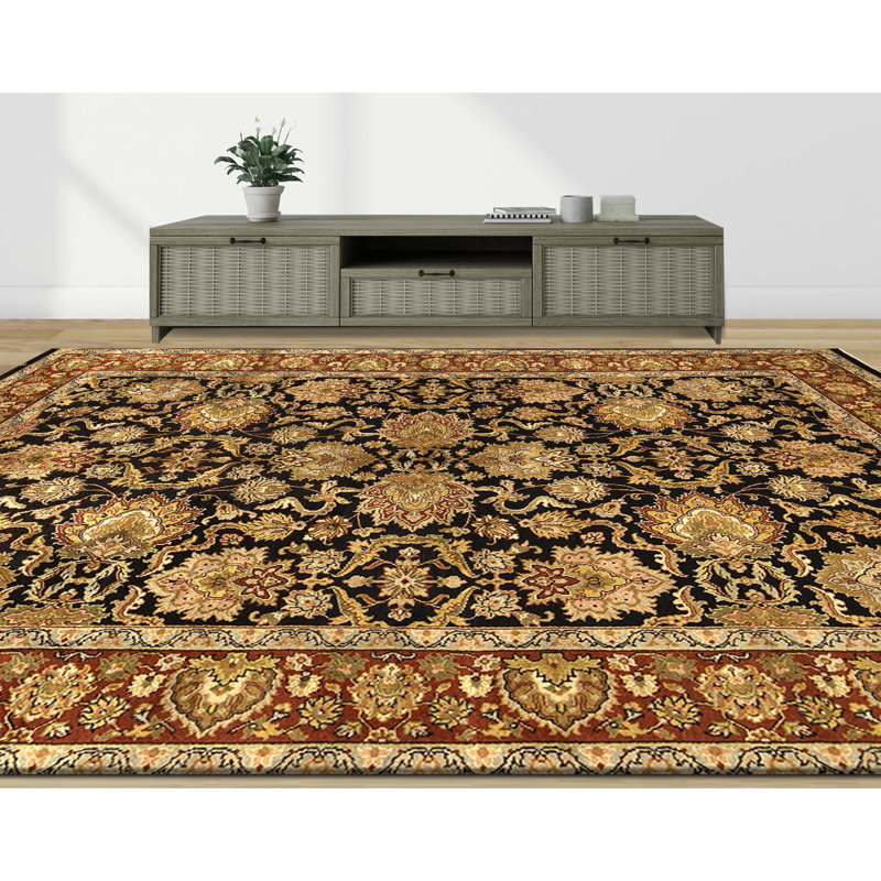 Tapis noir et vin noué à la main de haute qualité